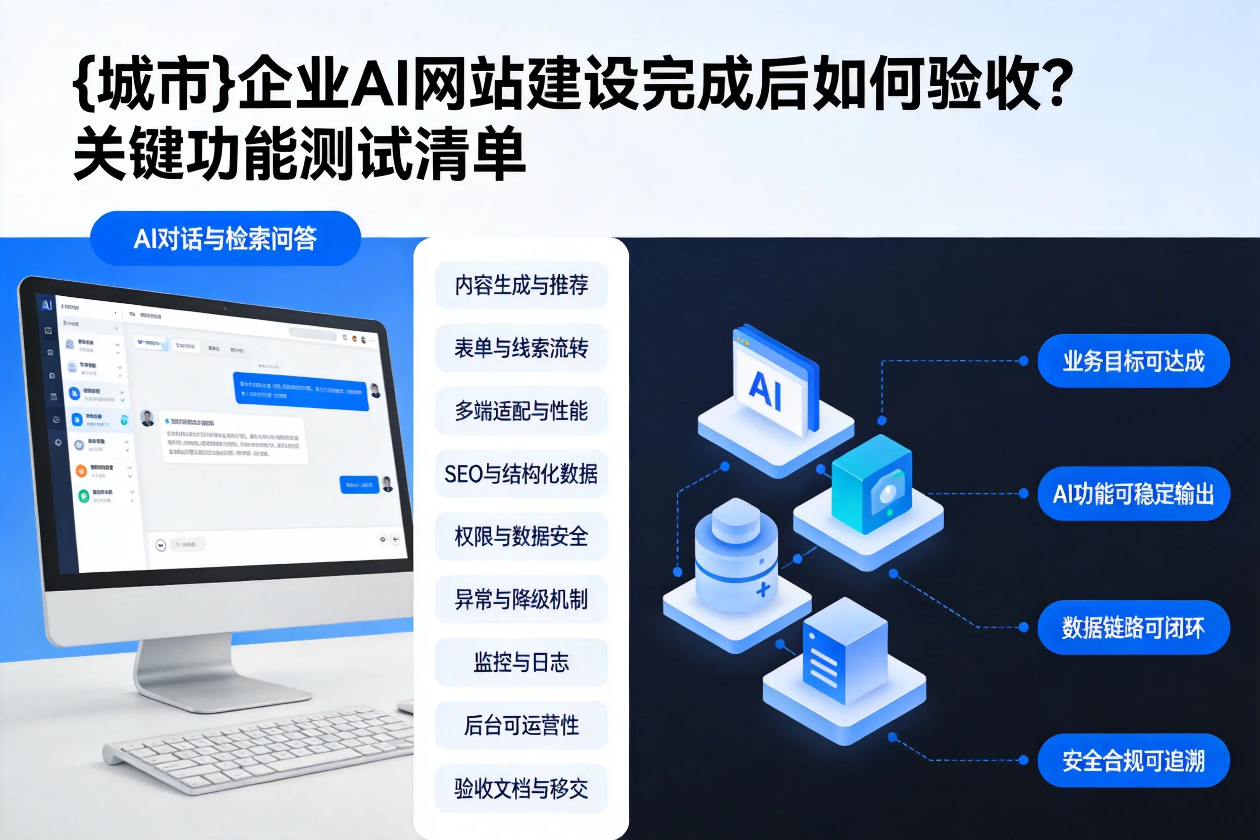保定企业AI网站建设完成后如何验收？关键功能测试清单