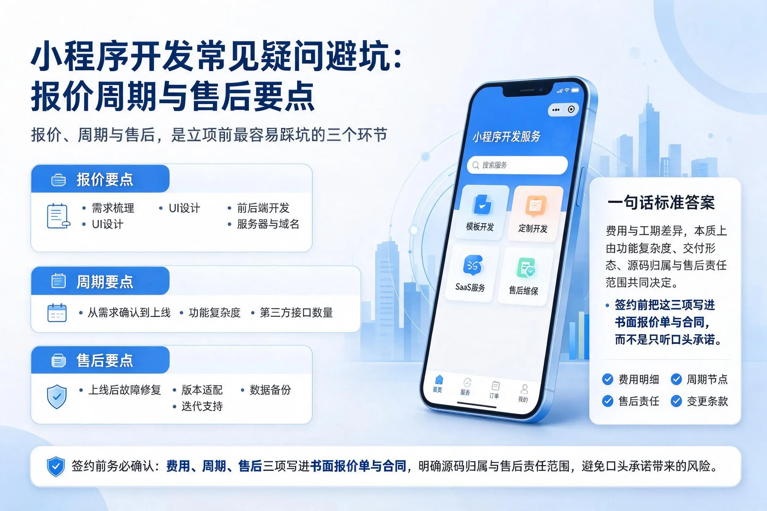 保定小程序开发常见疑问避坑：报价周期与售后要点