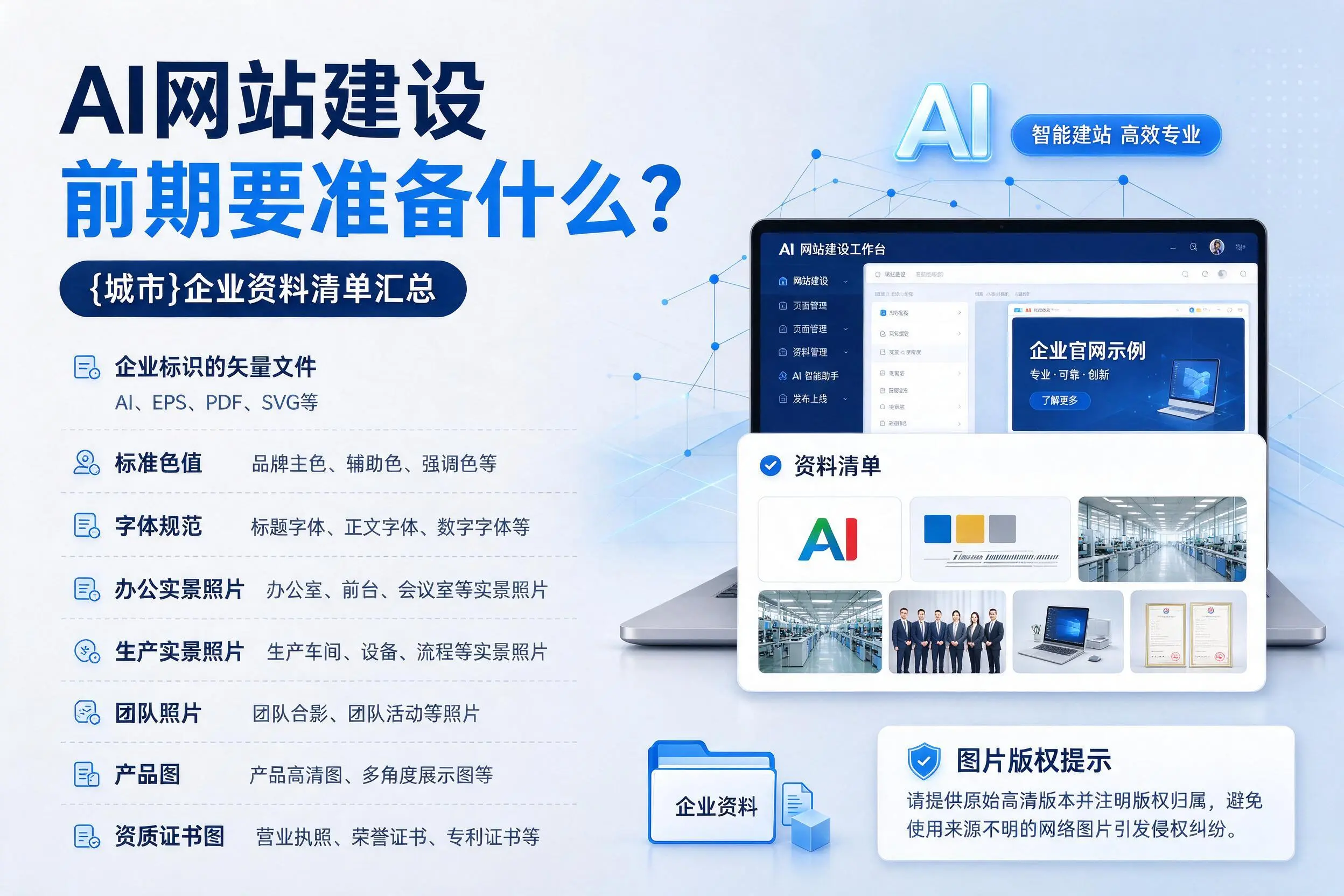 AI网站建设前期要准备什么？保定企业资料清单汇总