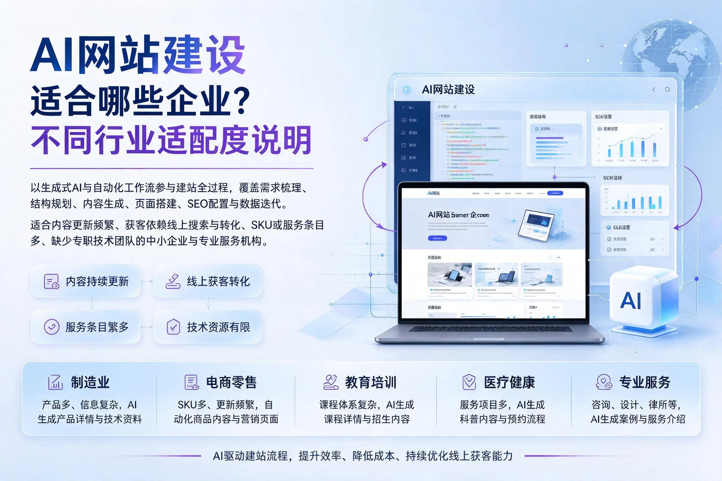 AI网站建设适合哪些企业？保定不同行业适配度说明
